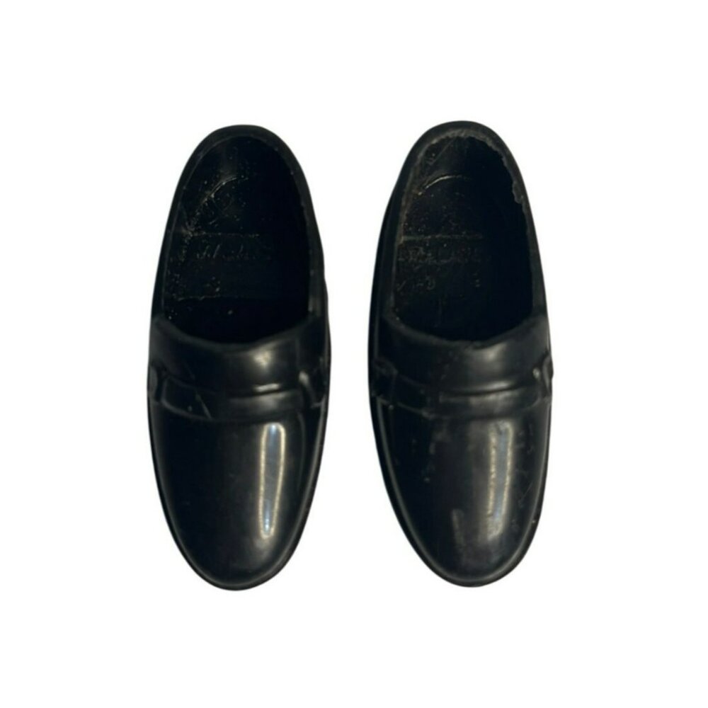 VTG Barbie Mattel Ken Doll Black Loafer Dress Shoes Retro Wedding Groom‎